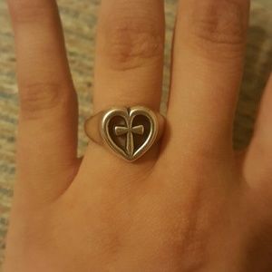 James Avery Sterling Silver Eternal Love Ring Cross in Heart